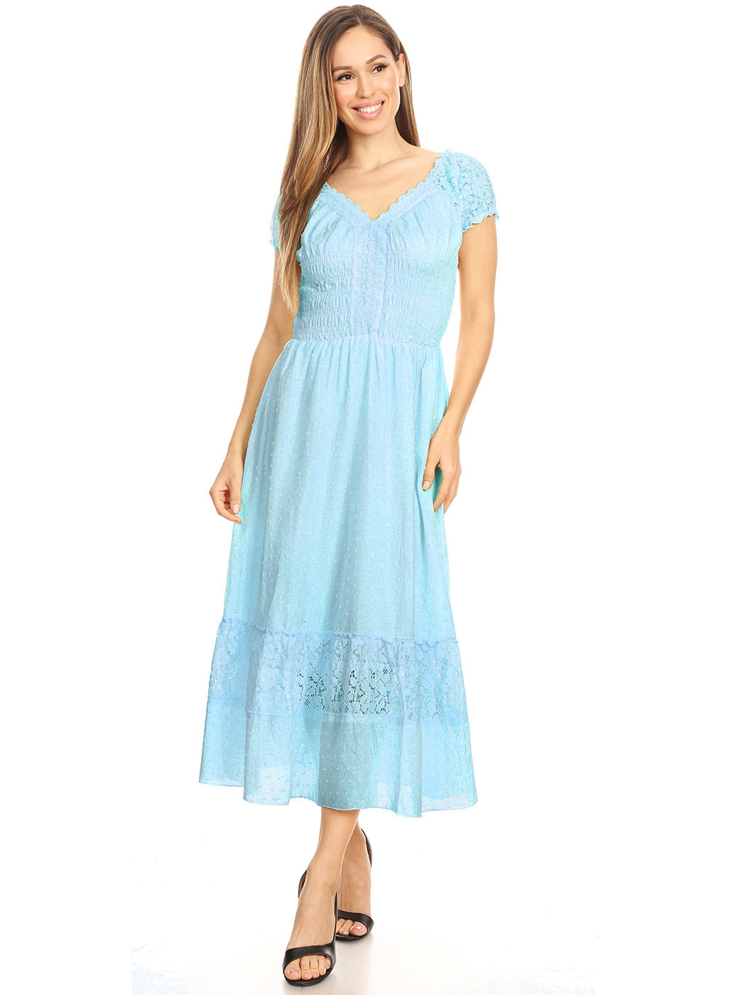 Vestido largo de encaje bohemio renacentista