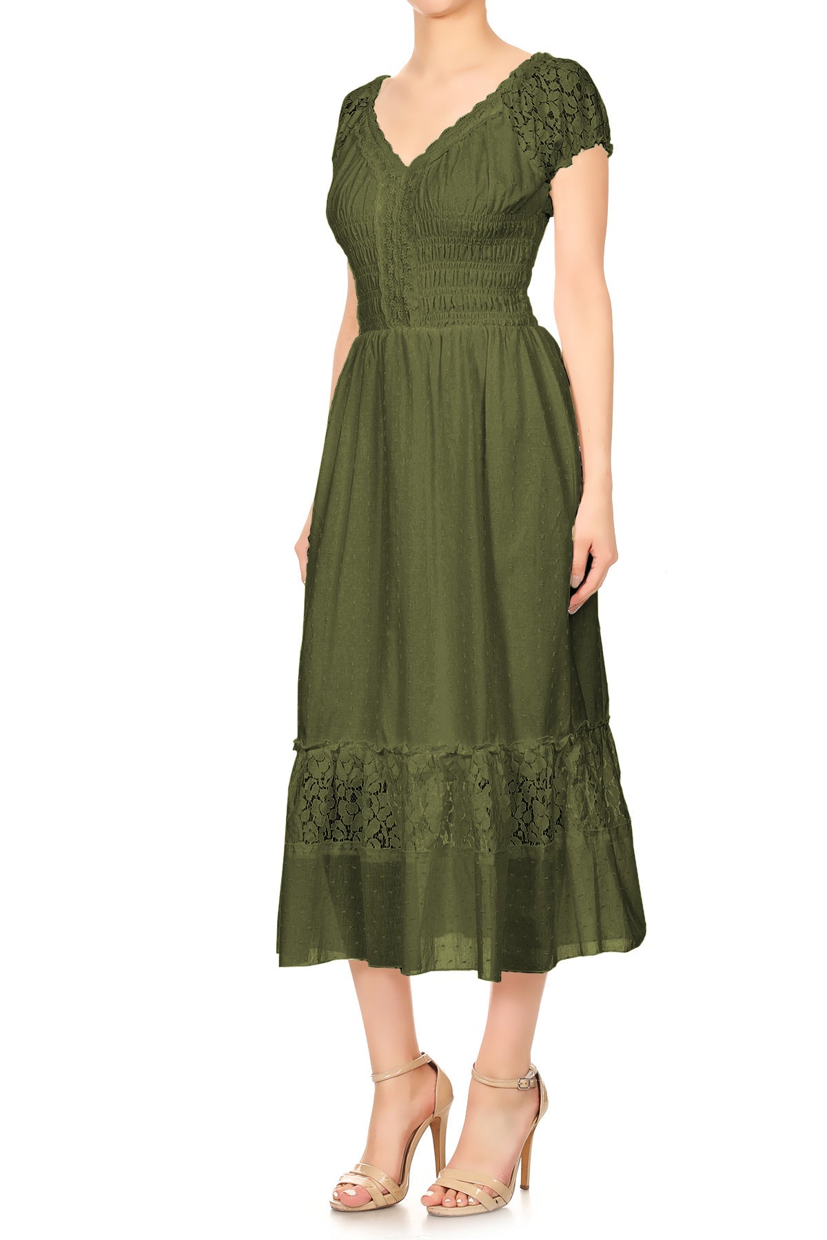 Vestido largo de encaje bohemio renacentista
