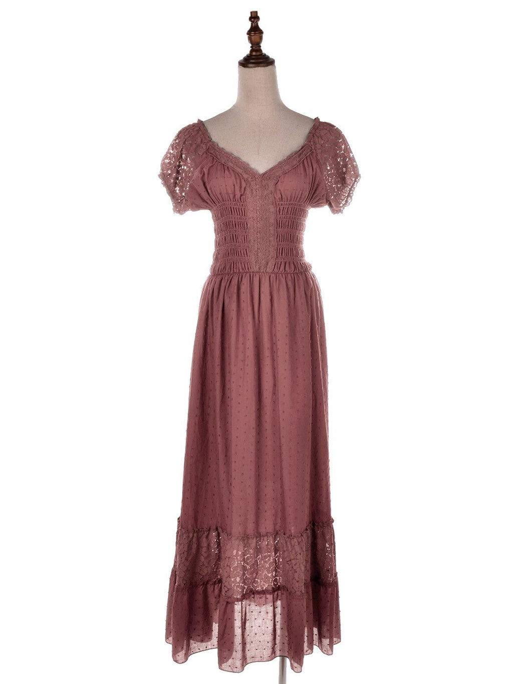 Vestido largo de encaje bohemio renacentista