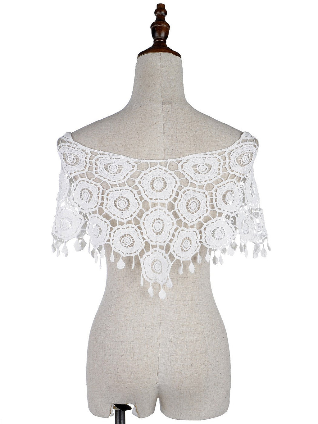 Poncho de red de crochet con borlas de Woodstock