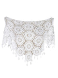 Poncho de red de crochet con borlas de Woodstock