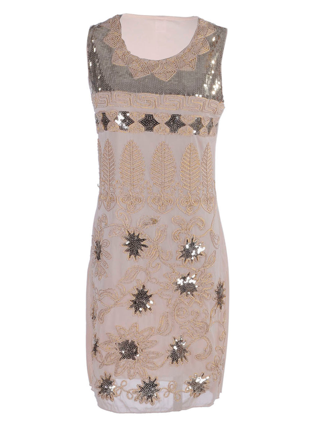Vestido sin mangas con flores y hojas estilo Gatsby, estilo art déco, color morado, para mujer