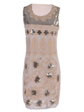 Vestido sin mangas con flores y hojas estilo Gatsby, estilo art déco, color morado, para mujer