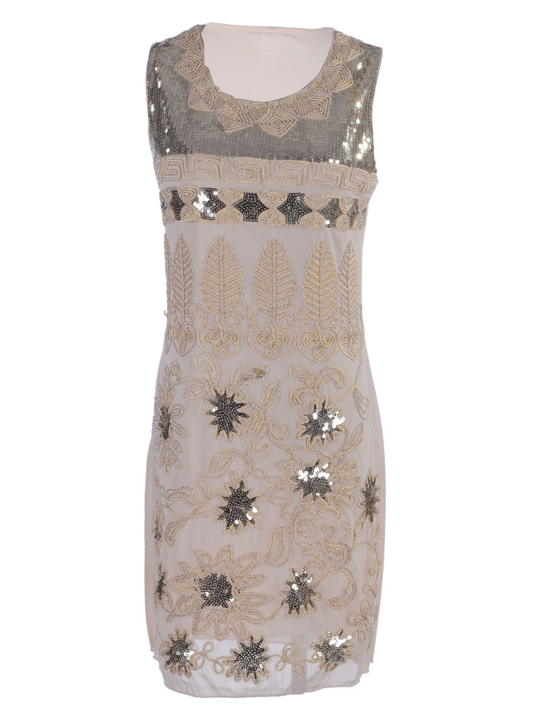 Vestido sin mangas con flores y hojas estilo Gatsby, estilo art déco, color morado, para mujer