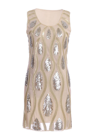Anna-Kaci Tear Drop & Waves Pattern Sequin Dress