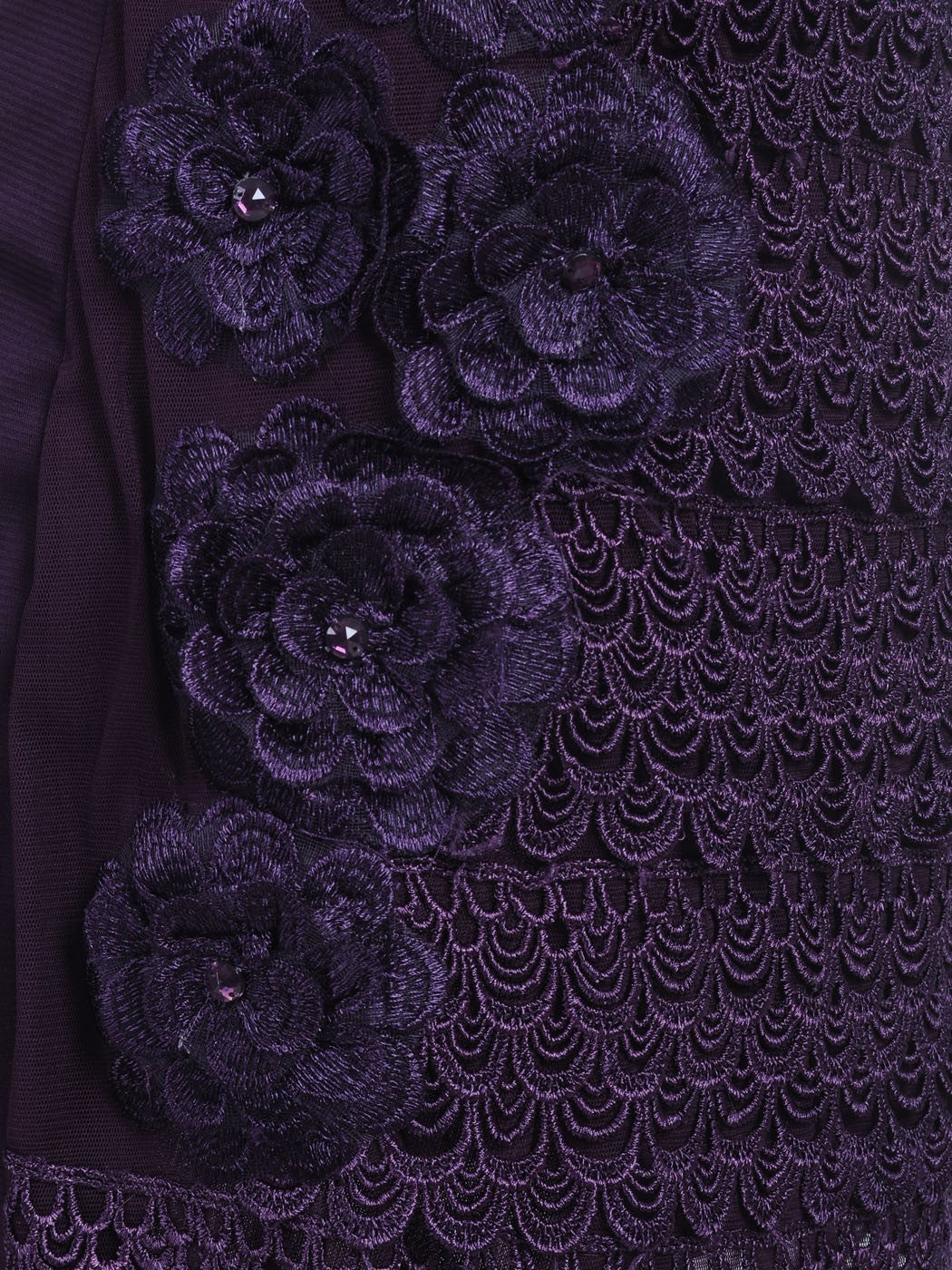 Womens Purple Floral Flower Peacock Scalloped Sleeveless Dress