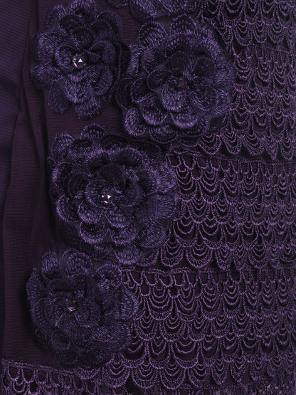 Vestido sin mangas con estampado de pavo real y flores moradas para mujer
