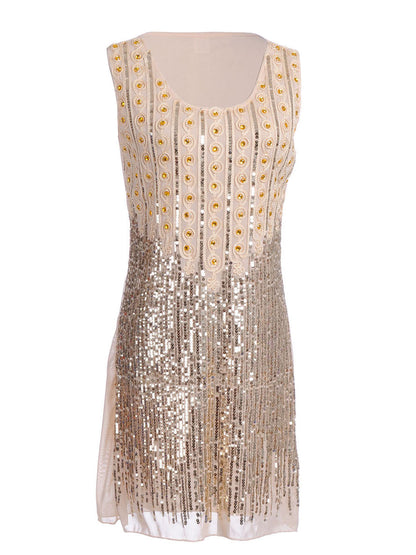 Vestido camisero glamoroso adornado con diamantes de imitación y lentejuelas