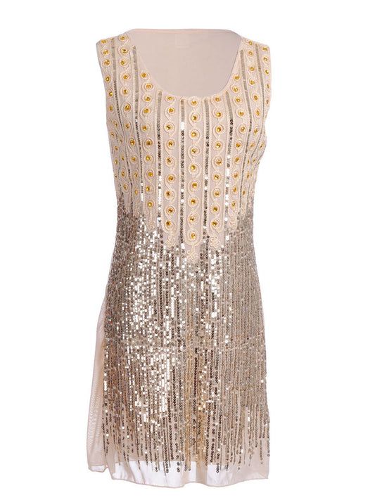 Glam Rhinestone and Sequin Embellished Shift Dress