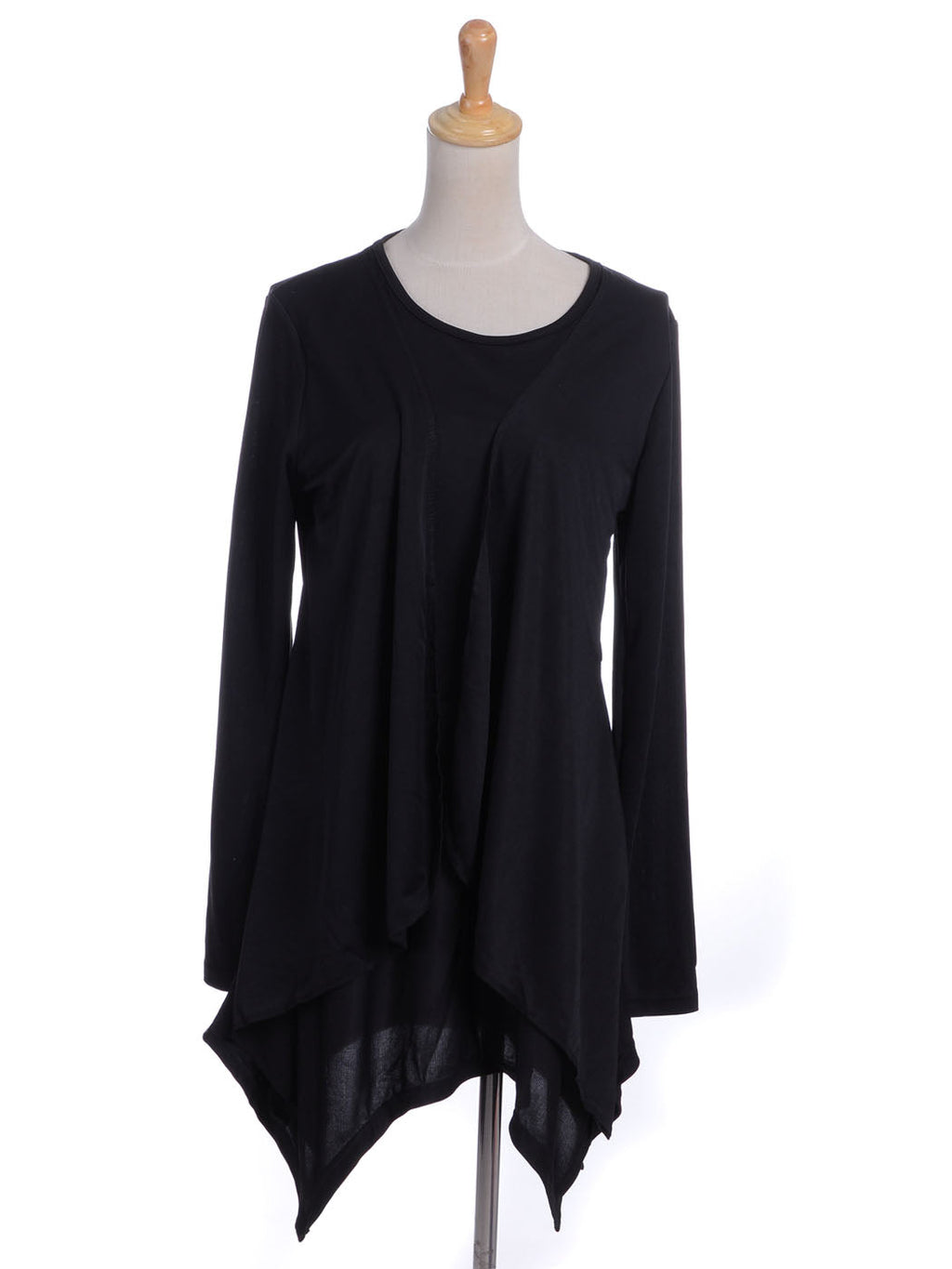 Vestido con dobladillo de pañuelo puntiagudo y capas de ilusión de magia negra