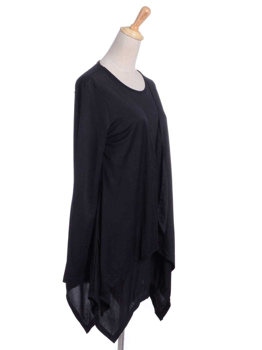 Black Magic Illusion Layer Pointed Handkerchief Hem Dress