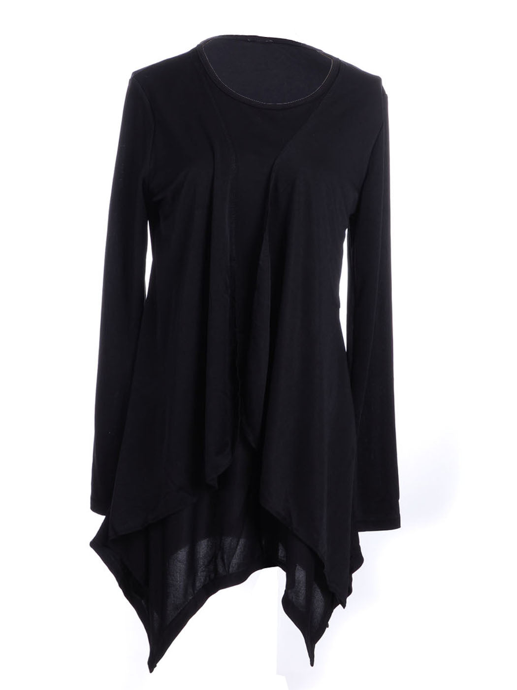 Black Magic Illusion Layer Pointed Handkerchief Hem Dress