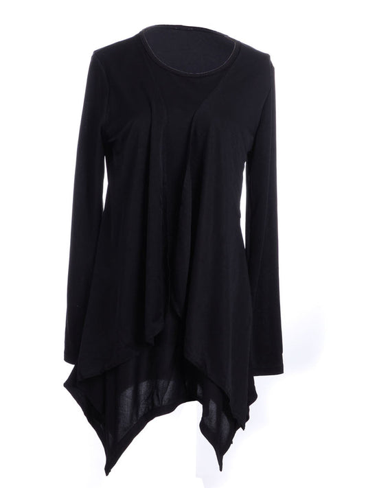 Vestido con dobladillo de pañuelo puntiagudo y capas de ilusión de magia negra