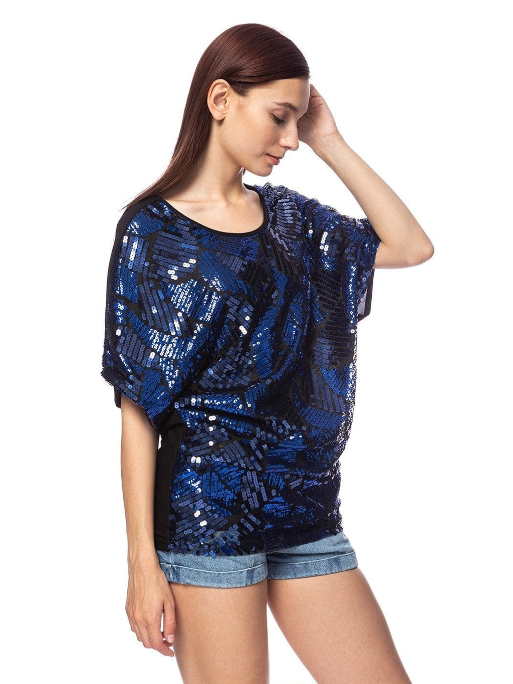 Blusa de noche holgada con mangas dolman y lentejuelas para mujer de Anna-Kaci
