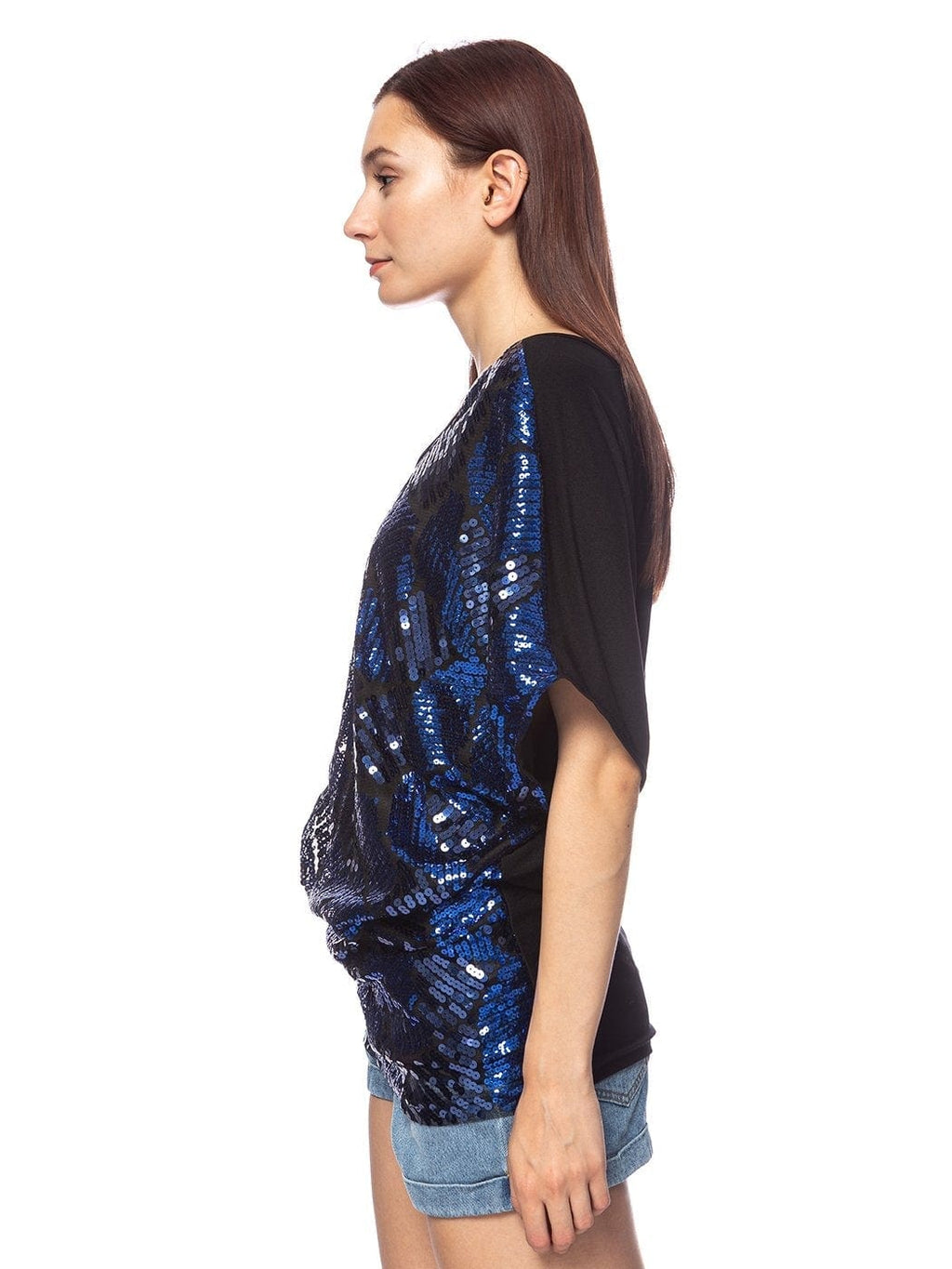 Blusa de noche holgada con mangas dolman y lentejuelas para mujer de Anna-Kaci