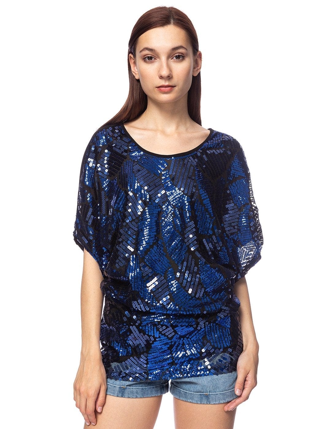 Blusa de noche holgada con mangas dolman y lentejuelas para mujer de Anna-Kaci
