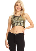 Camisa sin mangas con lentejuelas brillantes en el abdomen