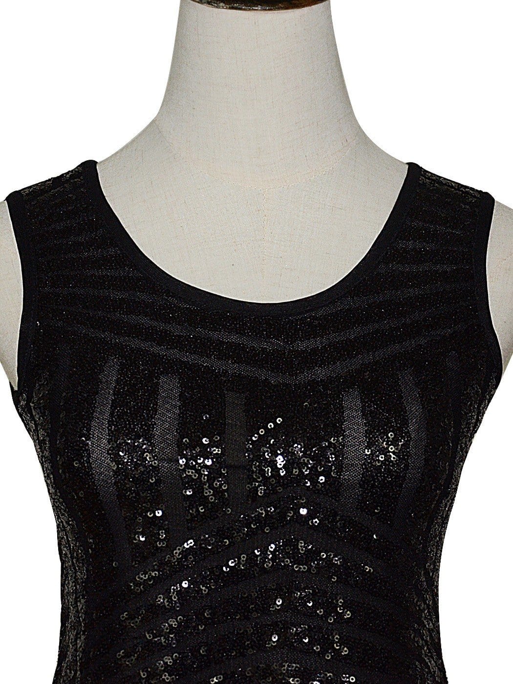 Camisa sin mangas con lentejuelas brillantes en el abdomen