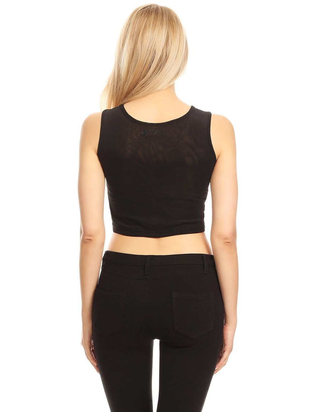 Camisa sin mangas con lentejuelas brillantes en el abdomen