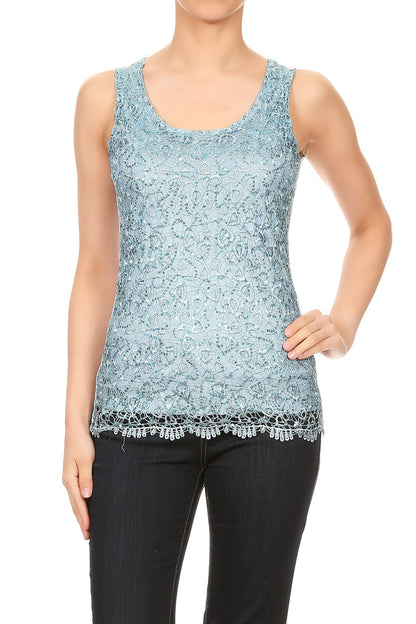 Camiseta sin mangas con lentejuelas brillantes