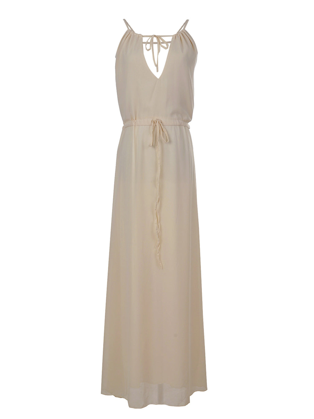 Chiffon Drawstring Backless Dress
