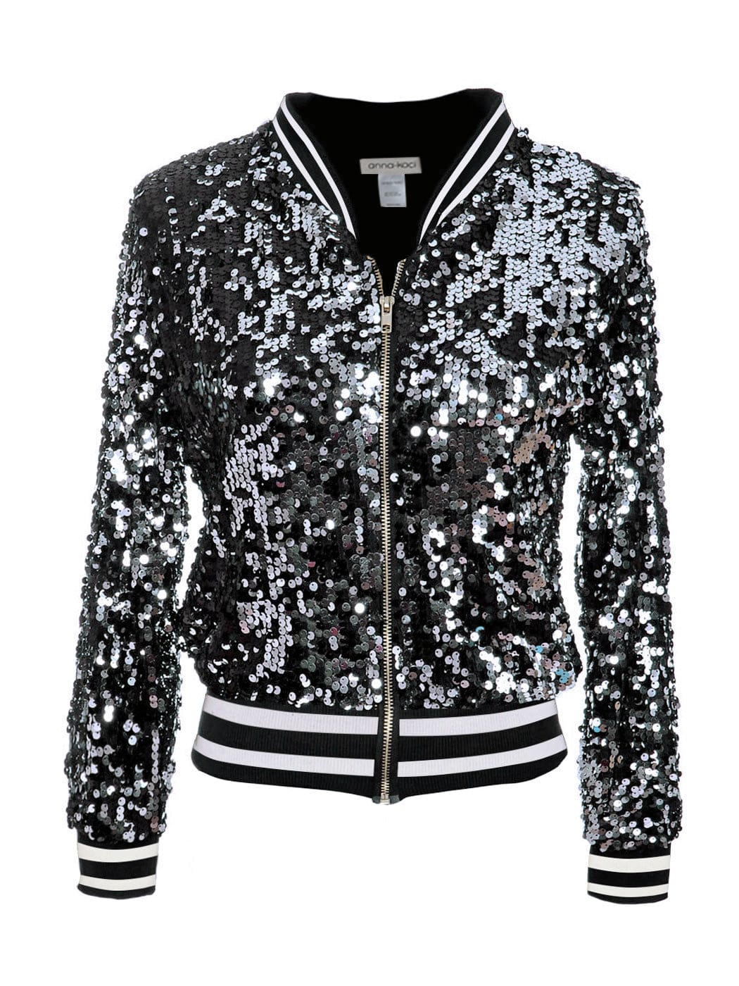 Sequin Bomber Zip-Up Jacket