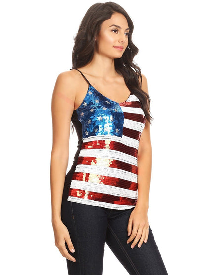Patriotic American Sequin Camisole Top