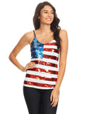 Patriotic American Sequin Camisole Top