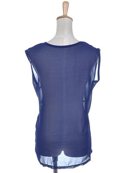 Camiseta tipo túnica semitransparente con estampado de labios patrióticos de colores azules talla S/M