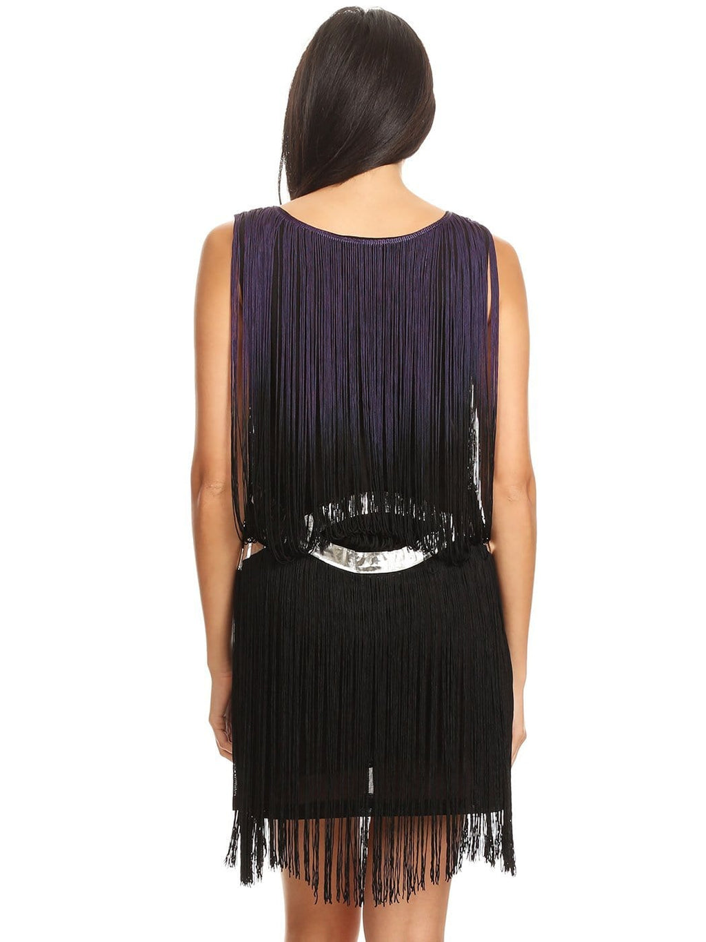 Vestido deslumbrante con borlas y ribete de flecos