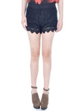 S/M Fit Black Knit Like Flirty Sheer Lace Crochet High Waisted Shorts