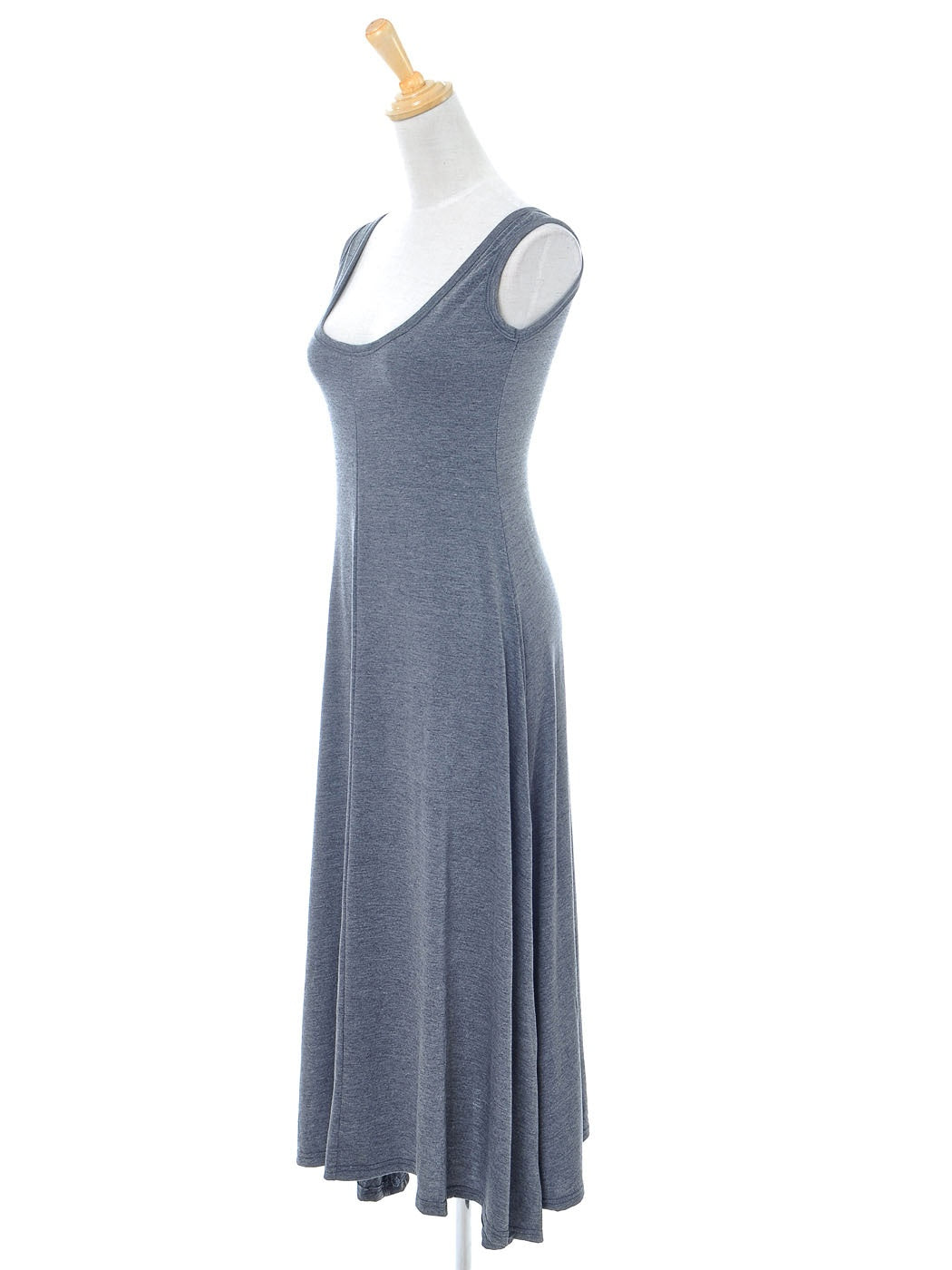Vestido largo hasta los tobillos sin mangas con escote redondo fluido en gris para mujer, gris, talla pequeña/mediana