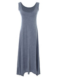 Vestido largo hasta los tobillos sin mangas con escote redondo fluido en gris para mujer, gris, talla pequeña/mediana