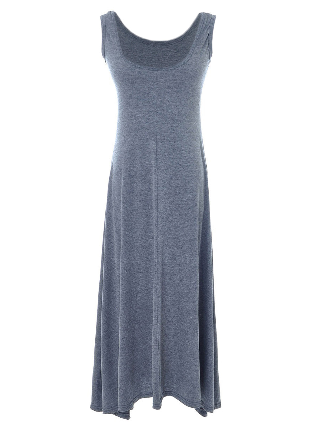 Vestido largo hasta los tobillos sin mangas con escote redondo fluido en gris para mujer, gris, talla pequeña/mediana