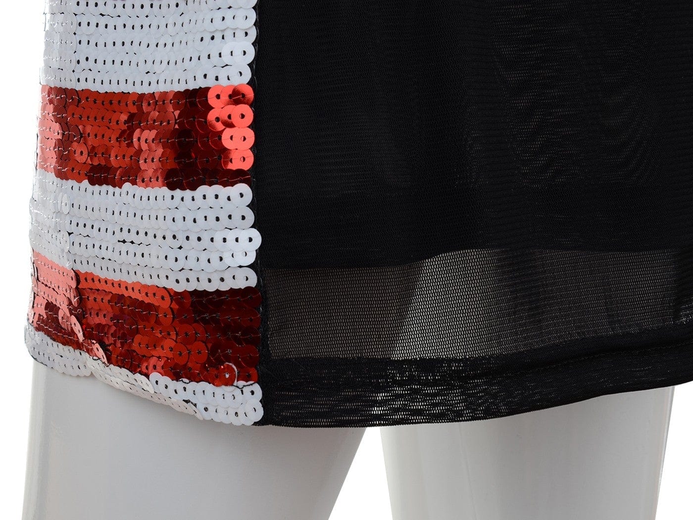 Vestido patriótico de lentejuelas con bandera estadounidense y tirantes finos sin mangas