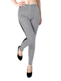 Leggings largos ajustados de cintura alta con rayas verticales en la parte delantera, color negro, talla S/M