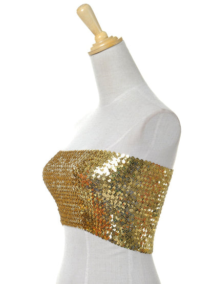 Bandeau sin tirantes con lentejuelas y purpurina