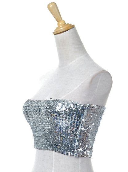 Bandeau sin tirantes con lentejuelas y purpurina