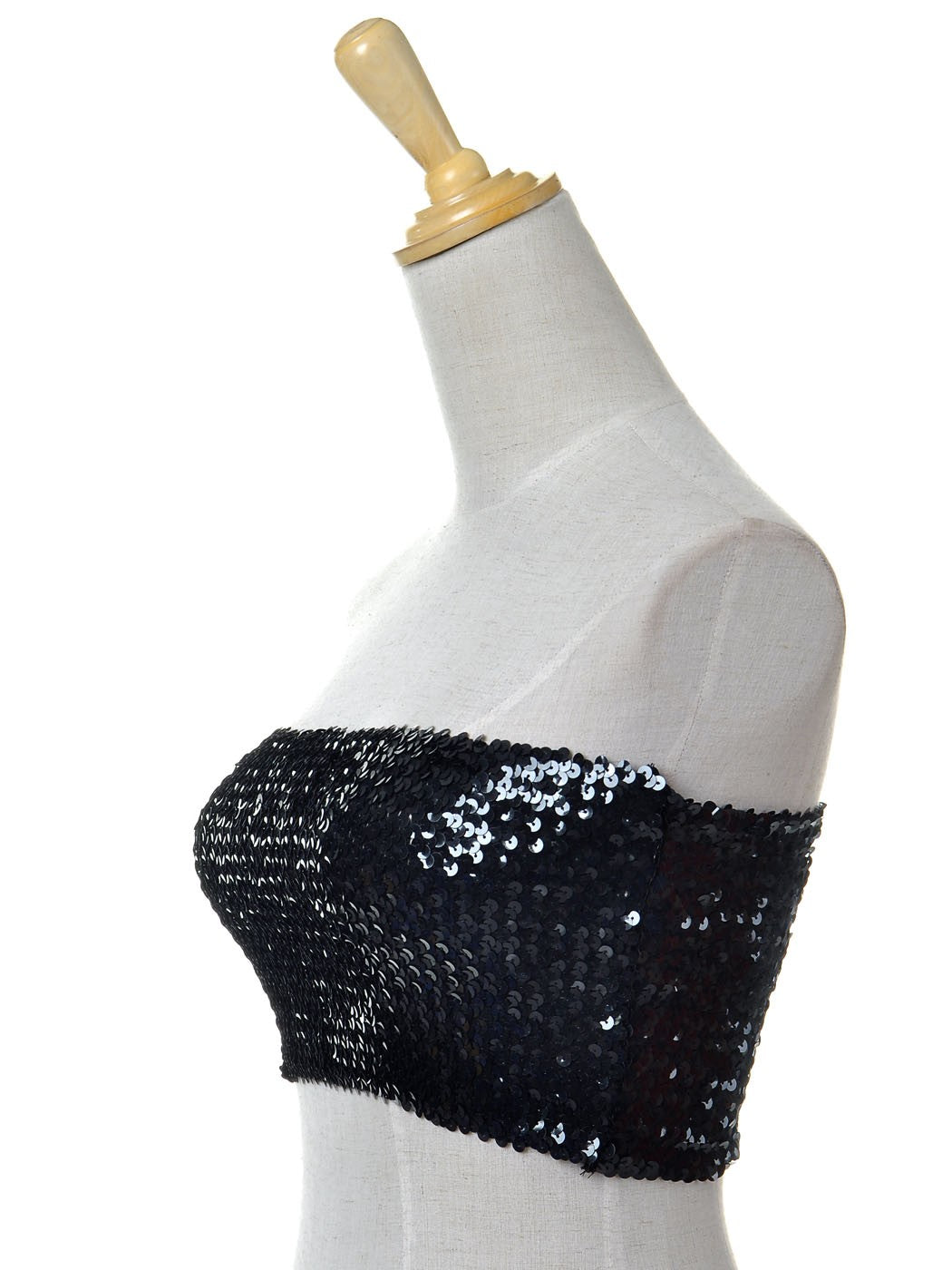 Bandeau sin tirantes con lentejuelas y purpurina