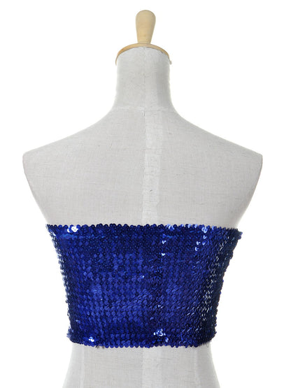 Bandeau sin tirantes con lentejuelas y purpurina