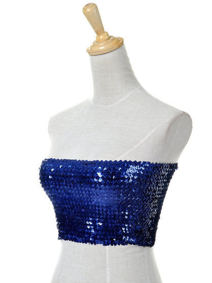 Bandeau sin tirantes con lentejuelas y purpurina