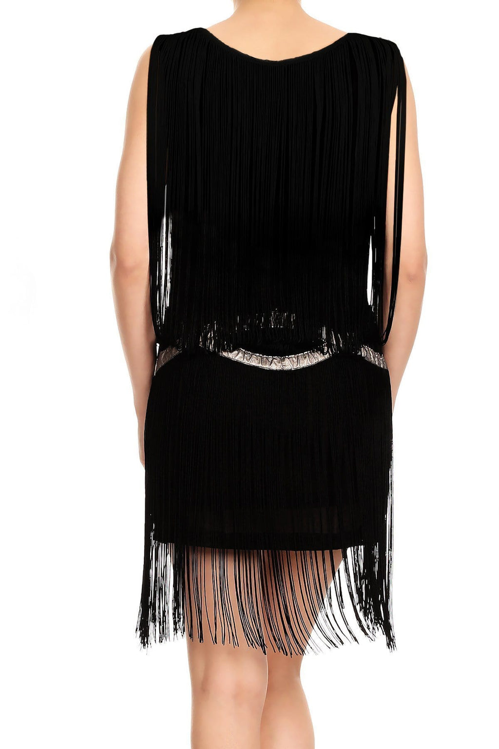 Vestido deslumbrante con borlas y ribete de flecos