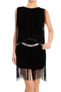 Vestido deslumbrante con borlas y ribete de flecos