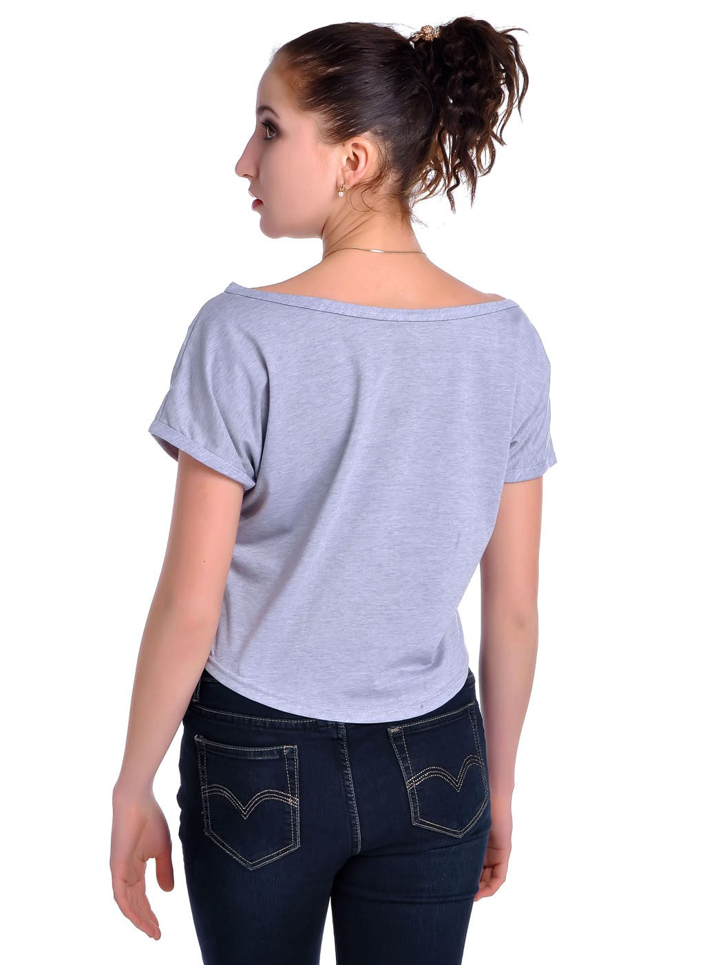 Camiseta con estampado de los colores de la bandera de los Estados Unidos de América en color gris