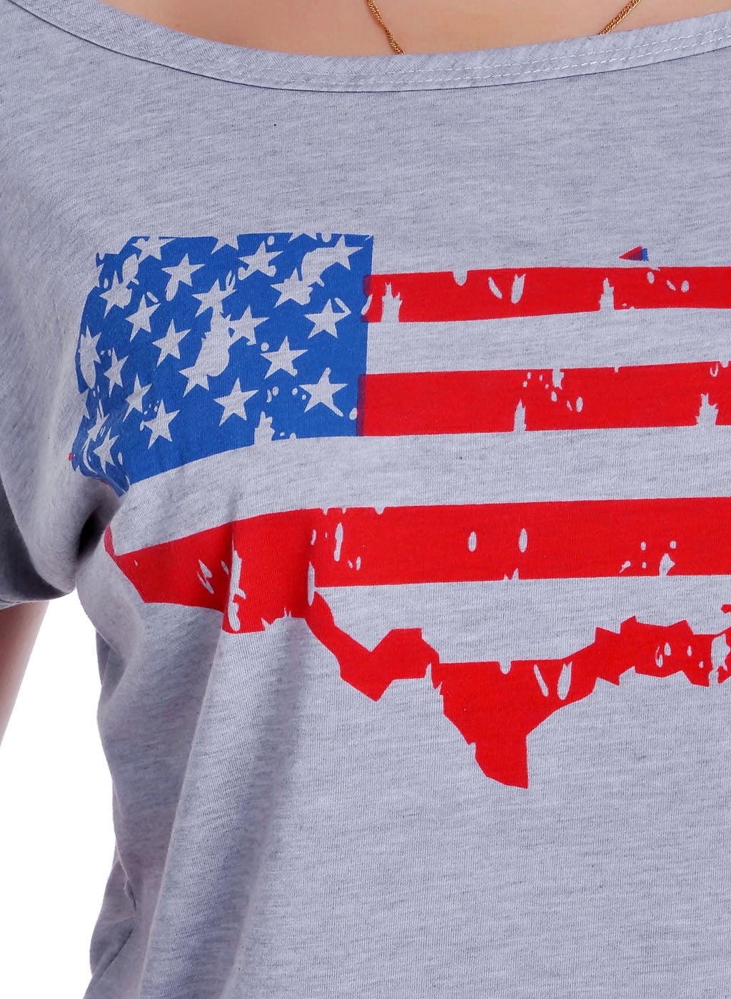 Camiseta con estampado de los colores de la bandera de los Estados Unidos de América en color gris