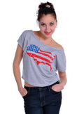 Camiseta con estampado de los colores de la bandera de los Estados Unidos de América en color gris