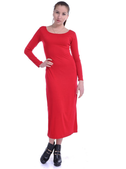 Vestido largo elástico rojo, sencillo pero elegante, inspirado en los años 90