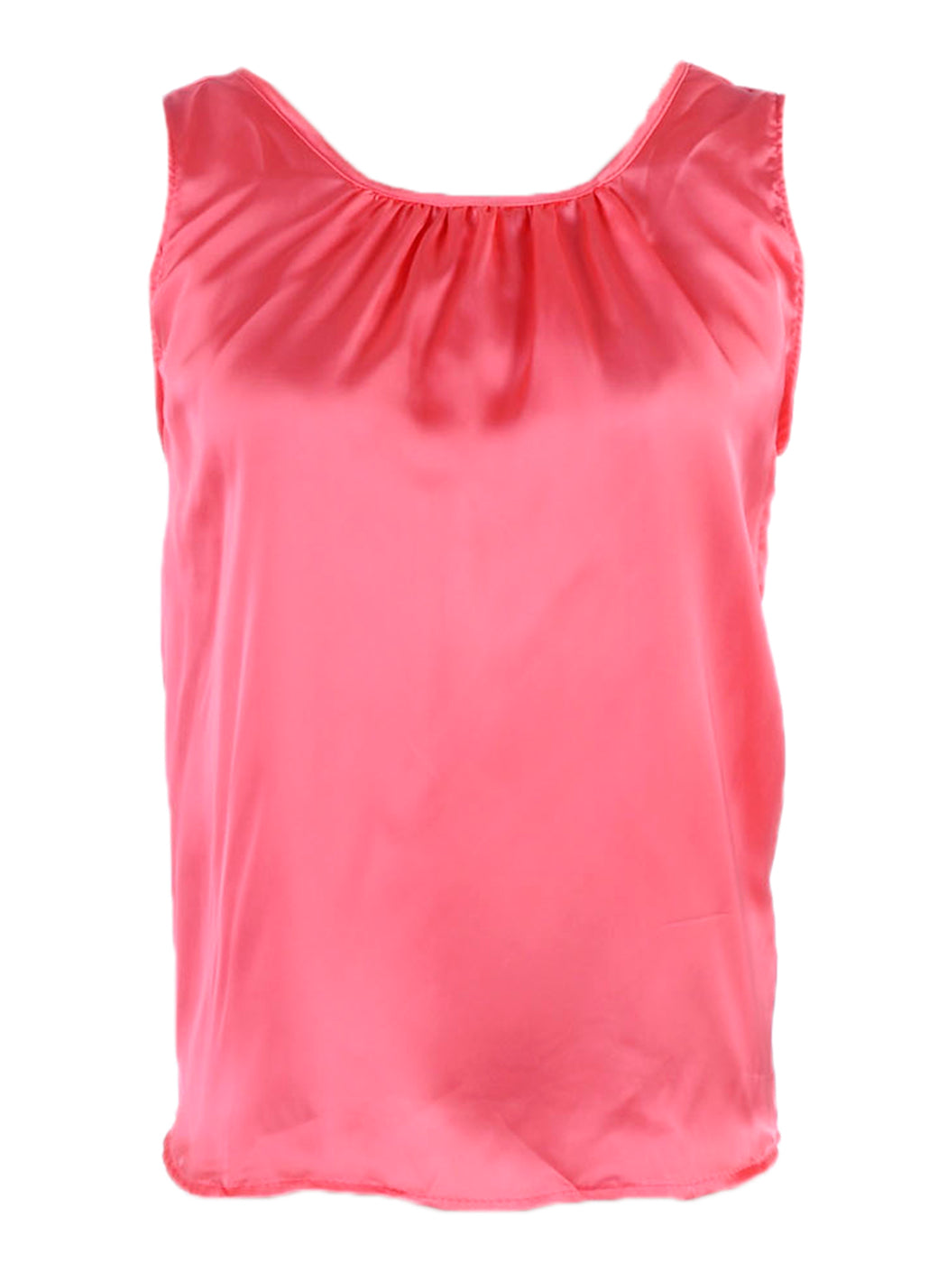 Top de satén con escote plisado y lazo en la espalda, corte en V bajo, talla S/M