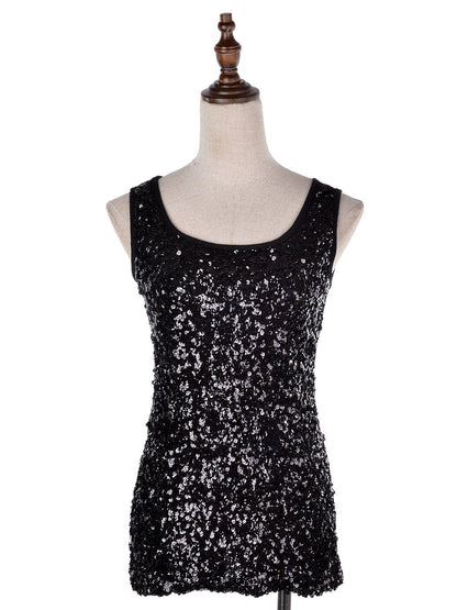 Blusa sin mangas con destellos y brillo
