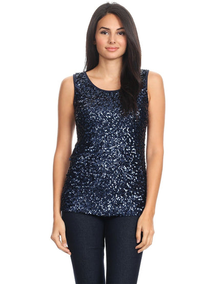 Blusa sin mangas con destellos y brillo